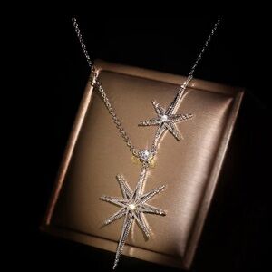 Exquisite 925 Sterling Silver Zircon Six-pointed Star Necklace - Geometric